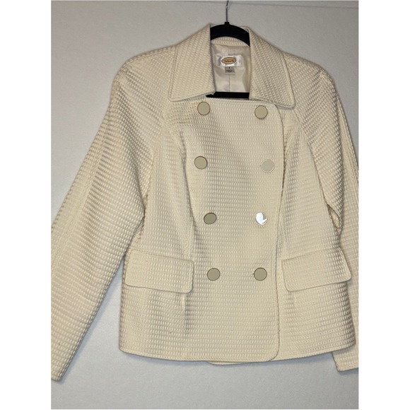Talbots Jackets & Blazers - Talbots Ivory Textured‎ Double-Breasted Jacket – Size 8